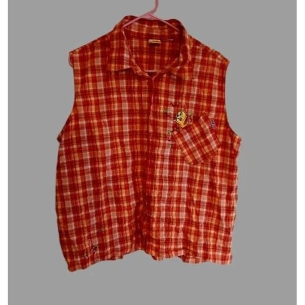 VTG Original Looney Tunes Womens Med Bust 38" Tweety Bird Checkered Vest 24" OAL